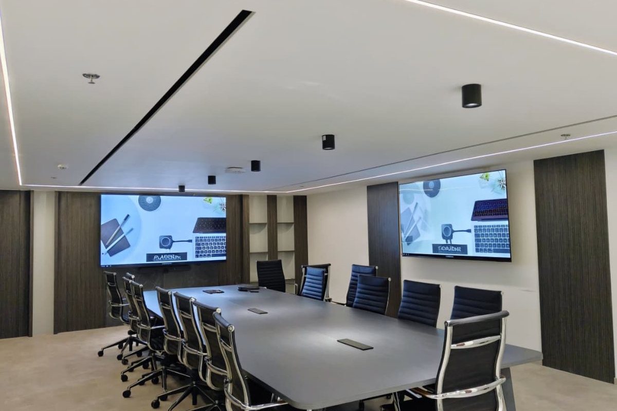 boardroom audio visual system with large format displays